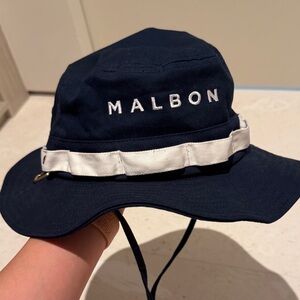 Malbon Navy Bucket Hat with White Band